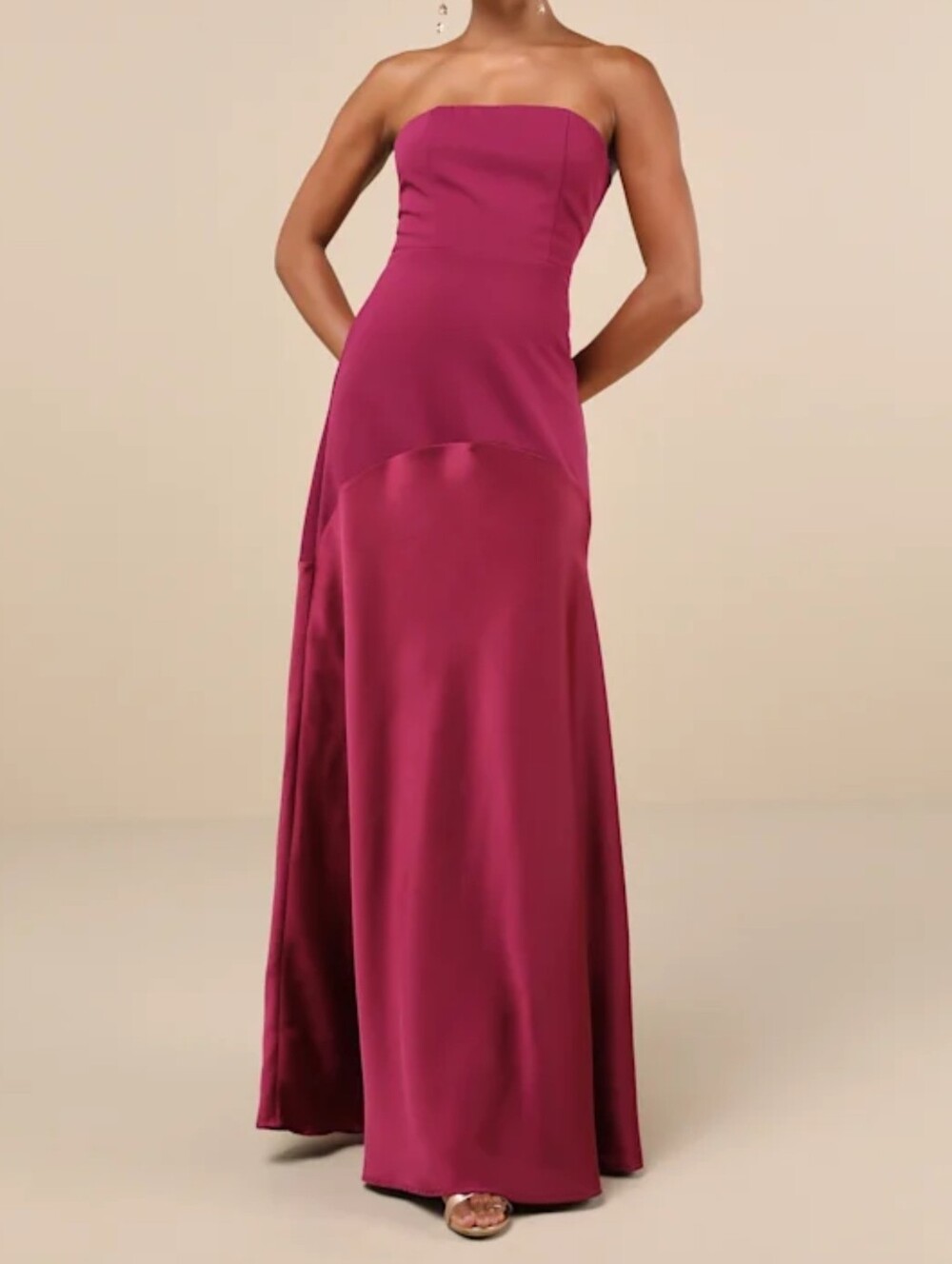 Lulus Compelling Style Plum Purple Strapless A-Line Maxi Dress - Size Medium